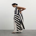 Longline Striped Satin Top image number null