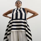 Longline Striped Satin Top image number null