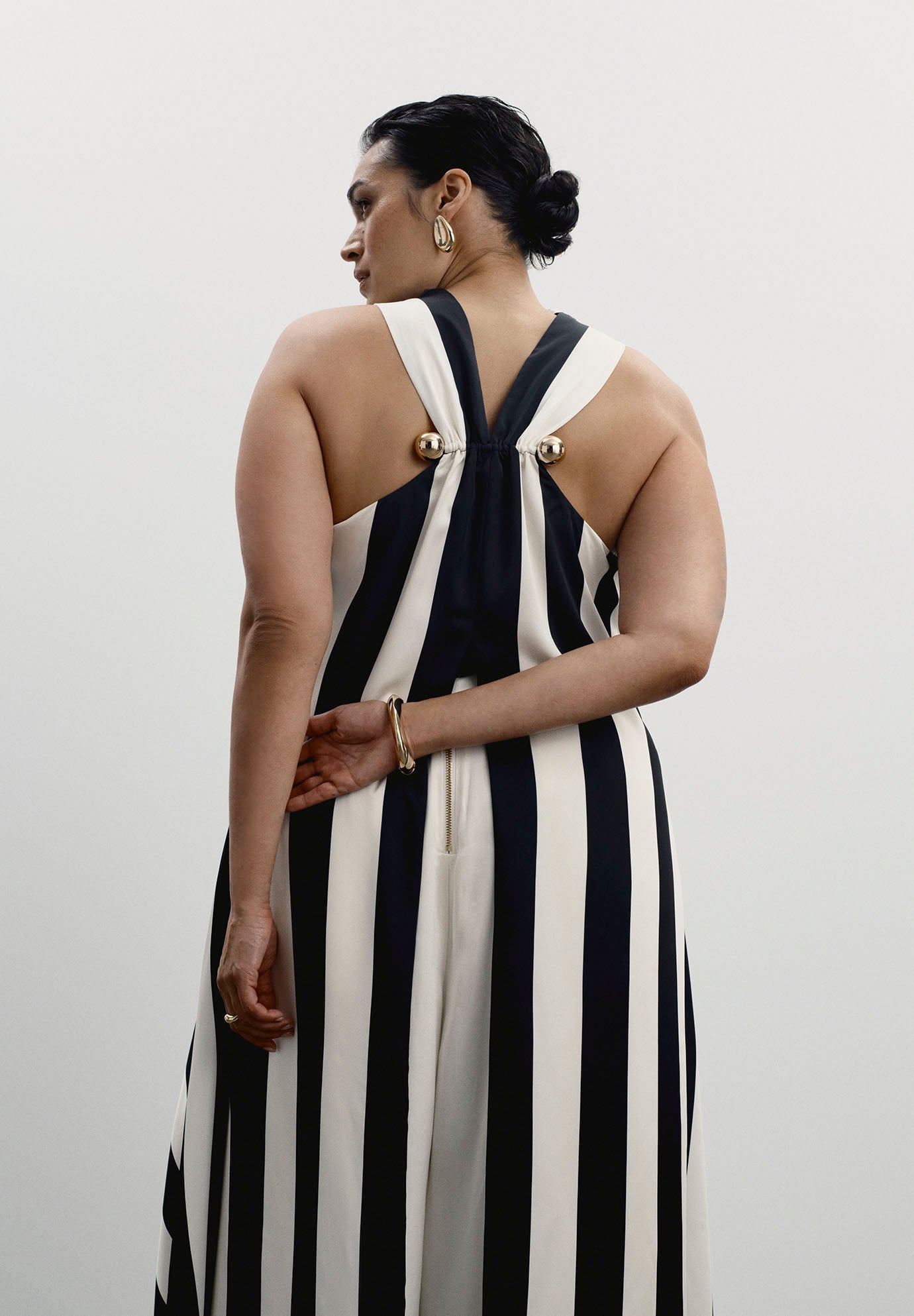 Longline Striped Satin Top image number 4