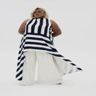 Longline Striped Satin Top image number null