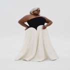 Strapless Color-Blocked Satin Gown image number null