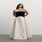 Strapless Color-Blocked Satin Gown image number null