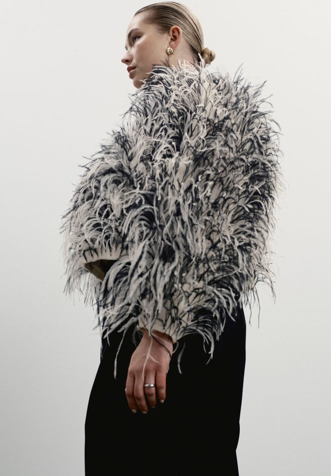Ostrich Feather Cropped Jacket image number 2