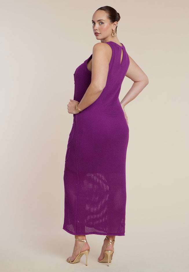 Floral Rope Knit Maxi Dress image number 4