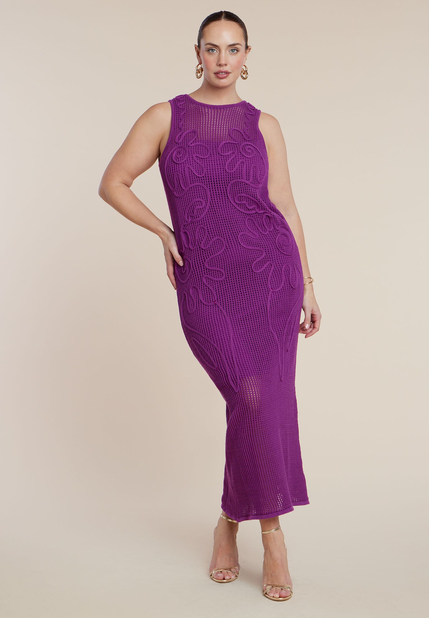 Floral Rope Knit Maxi Dresss image number 0