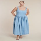 Drop-Waist Chambray Maxi Dress image number null