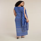 Fringe Detail Striped Knit Maxi Dress image number null