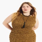 Sleeveless Smocked Lace Knit Top image number null