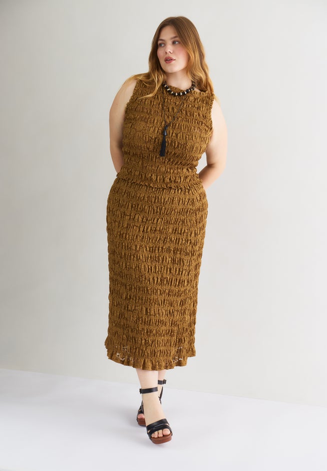 Sleeveless Smocked Lace Knit Top image number 4