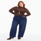 Floral Lace Mesh Funnel Neck Top image number null