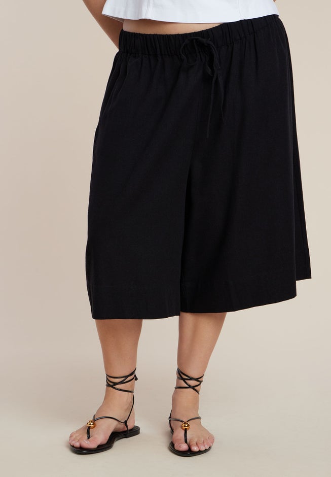 Wide-Leg Drawstring Culotte image number 1