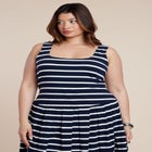 Striped Drop-Waist Bubble Maxi Dress image number null