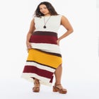 Colorblock Crochet Knit Maxi Dress image number null