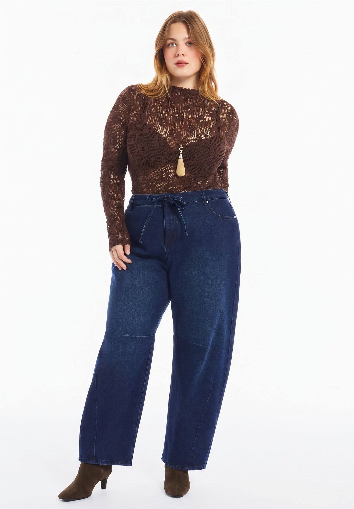Dramatic Drawstring Barrel Jean image number 0