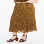 Smocked Lace Knit Midi Skirt image number null
