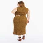 Smocked Lace Knit Midi Skirt image number null