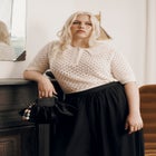 Lace-Trim Pointelle Sweater Top image number 4