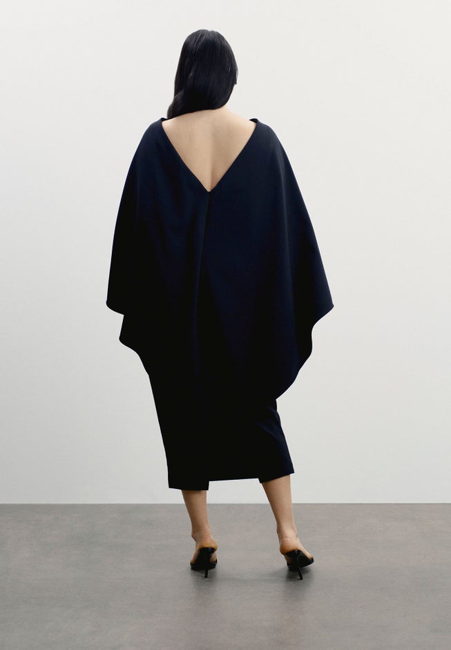 Structured Cape Midi Dress | Dia & Co Structured Cape Midi Dress | Dia & Co