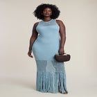Shell Embellished Sweater Maxi Dress image number null