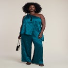 Crinkle Satin Wide-Leg Pant image number null