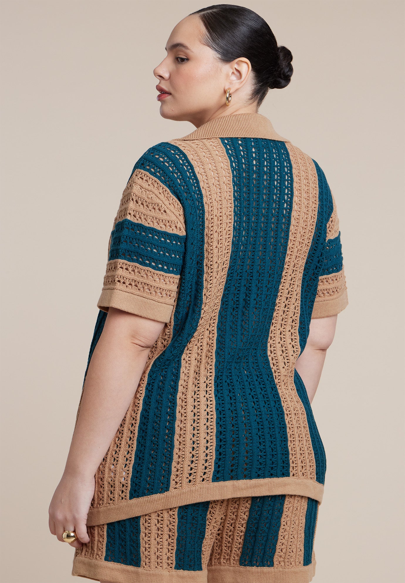 Oversized Crochet Button Up Top image number 1