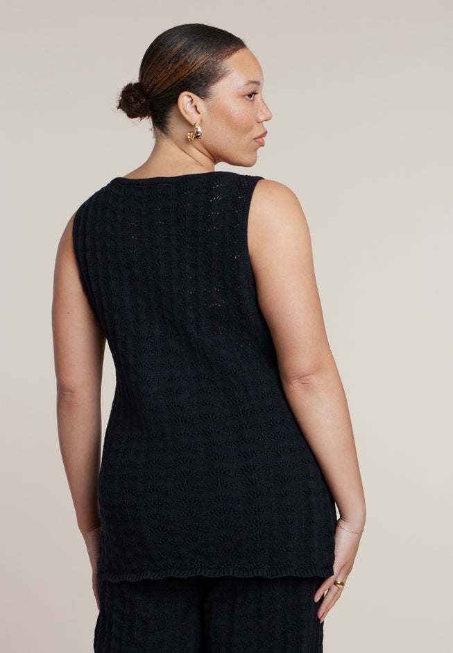 Pointelle Stitch Sweater Vest image number 1