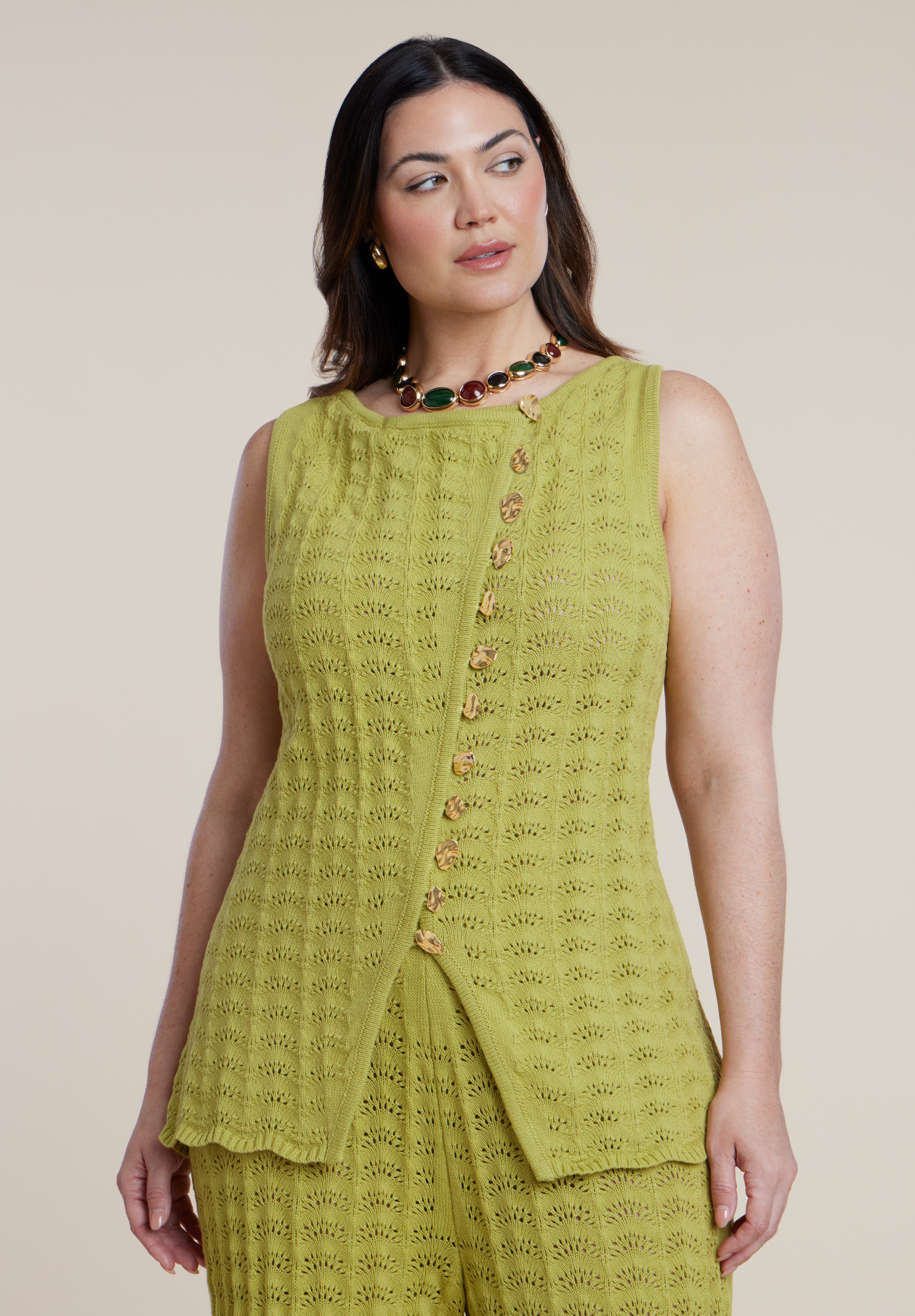 Pointelle Stitch Sweater Vest image number 1