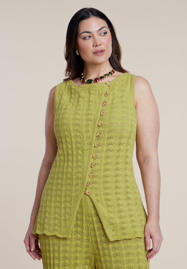 Pointelle Stitch Sweater Vest image number 1