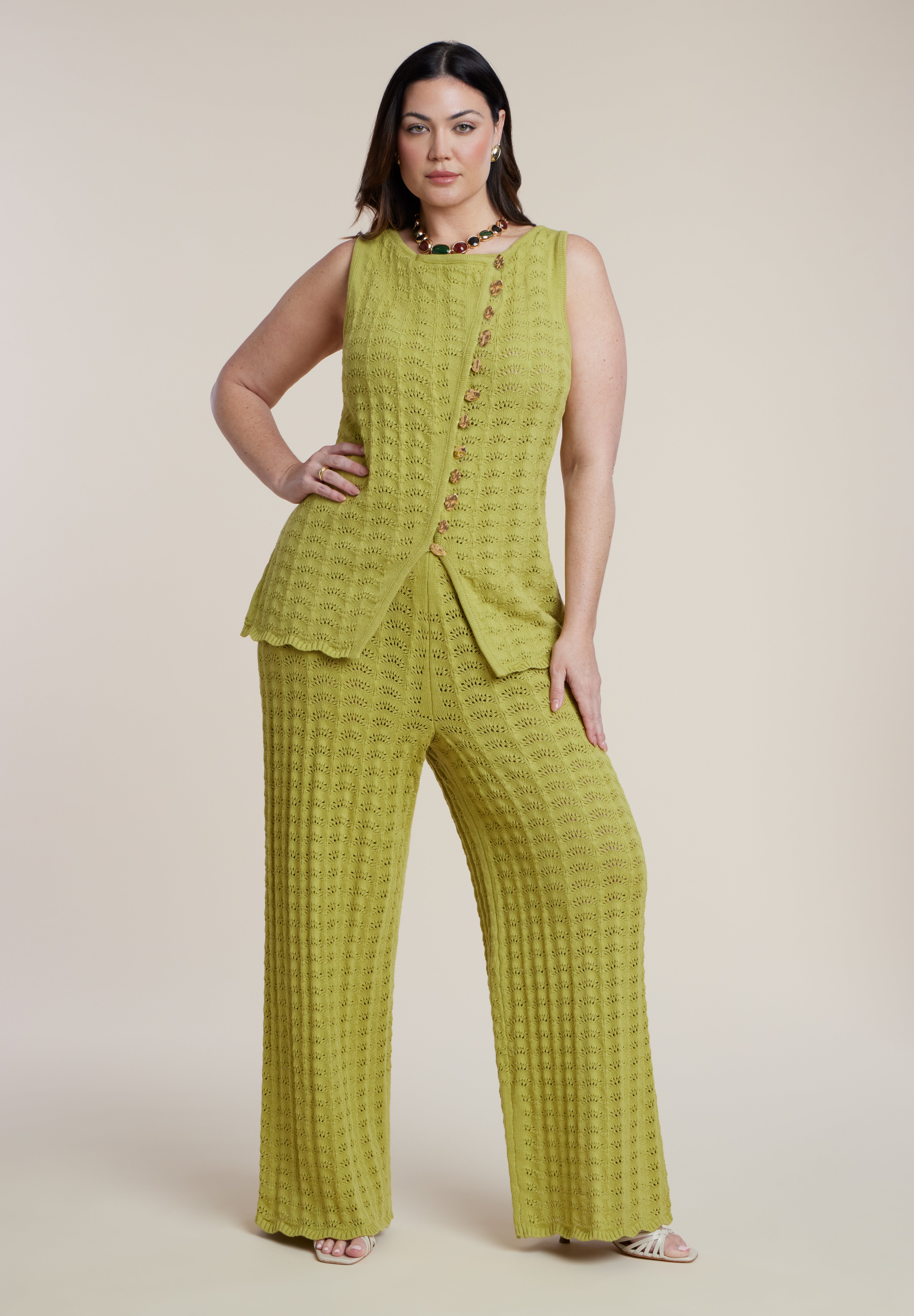 Pointelle Stitch Sweater Vest image number 4
