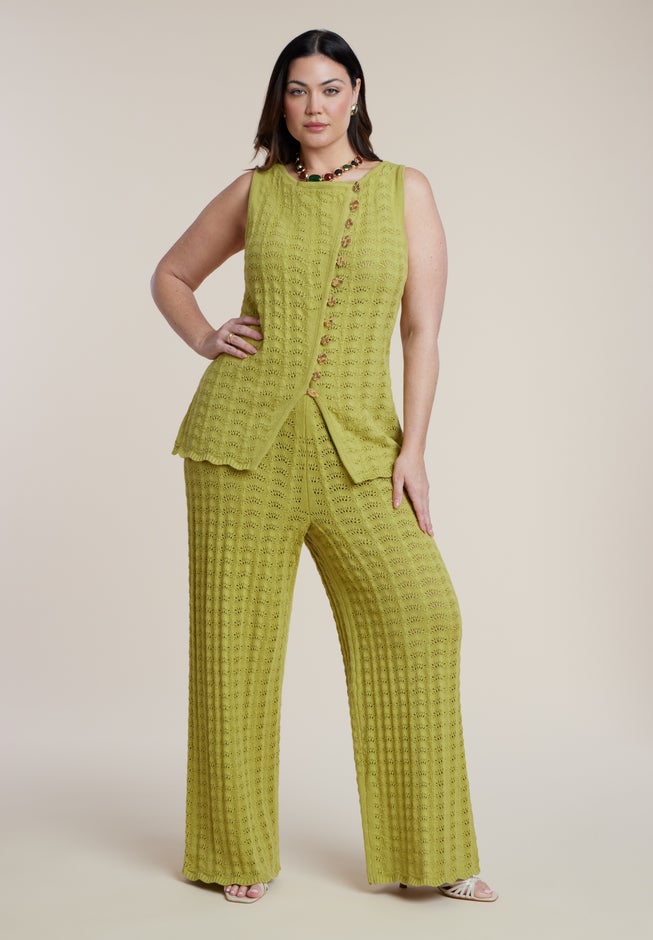 Pointelle Stitch Sweater Vest image number 4