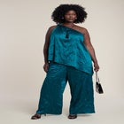 Knotted Asymmetric Crinkle Satin Top image number null