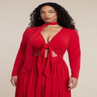 Tie Front Knit Maxi Dress image number null
