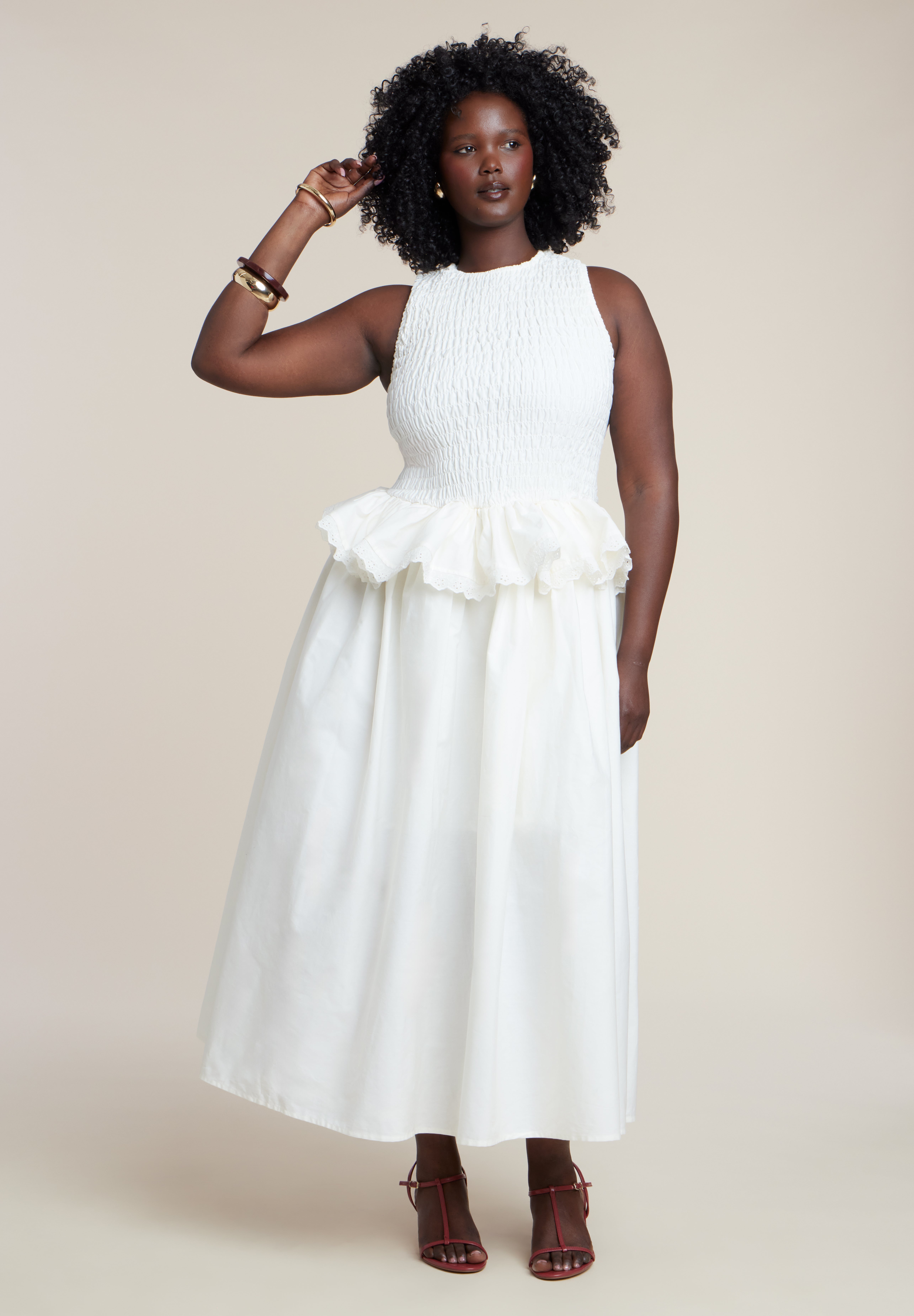 Trim Detail Peplum Midi Dress image number 0