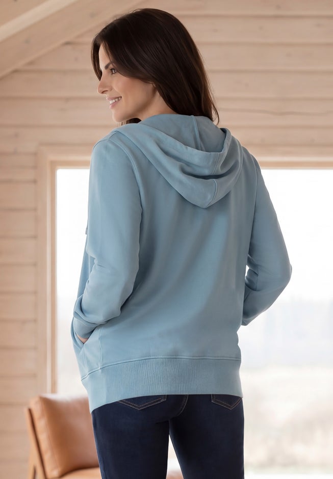 Ellos Studio French Terry Long Sleeve Zip-Front Hoodie image number 1