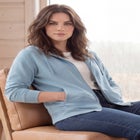 Ellos Studio French Terry Long Sleeve Zip-Front Hoodie image number null
