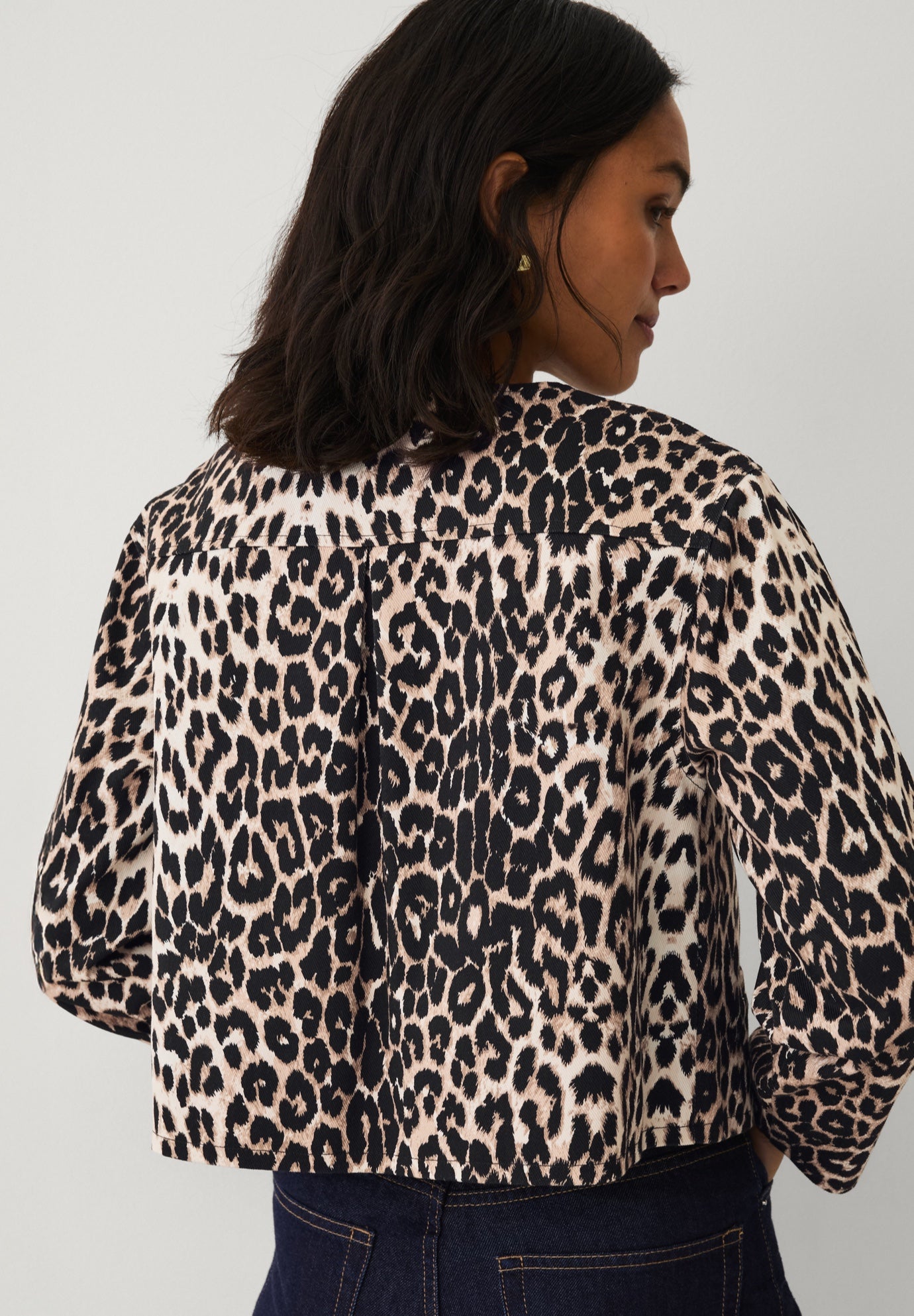 Structured Denim Tie Front Jacket image number 1