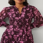V Neck Button-front Tiered Sheer Overlay Maxi Dress image number 2