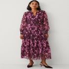 V Neck Button-front Tiered Sheer Overlay Maxi Dress image number 0