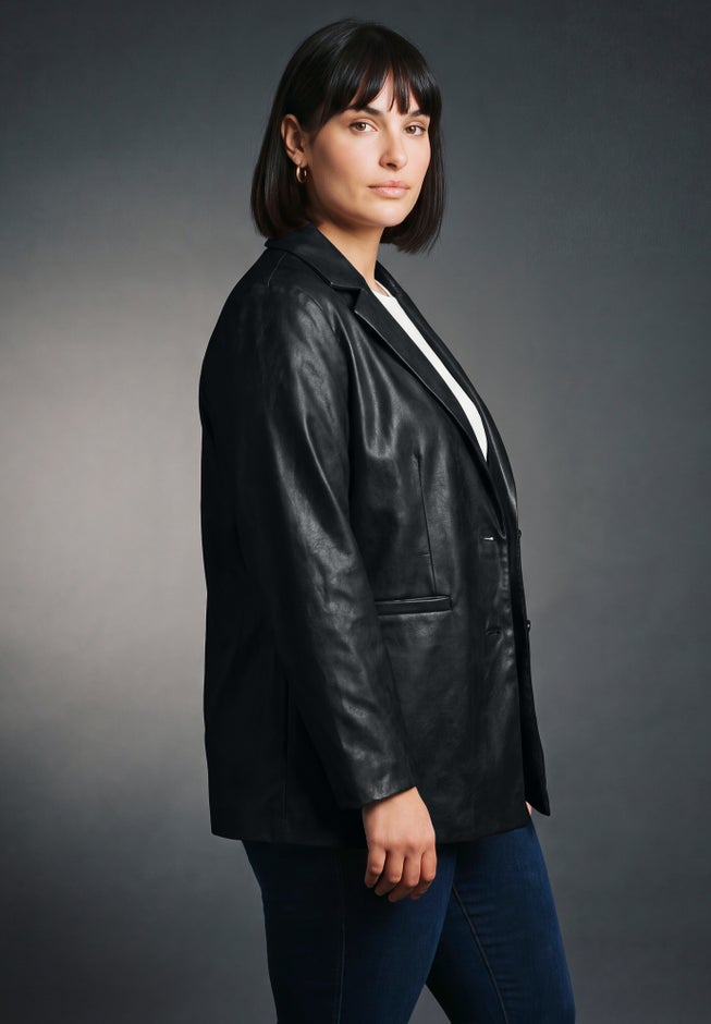 Faux Leather Blazer image number 1