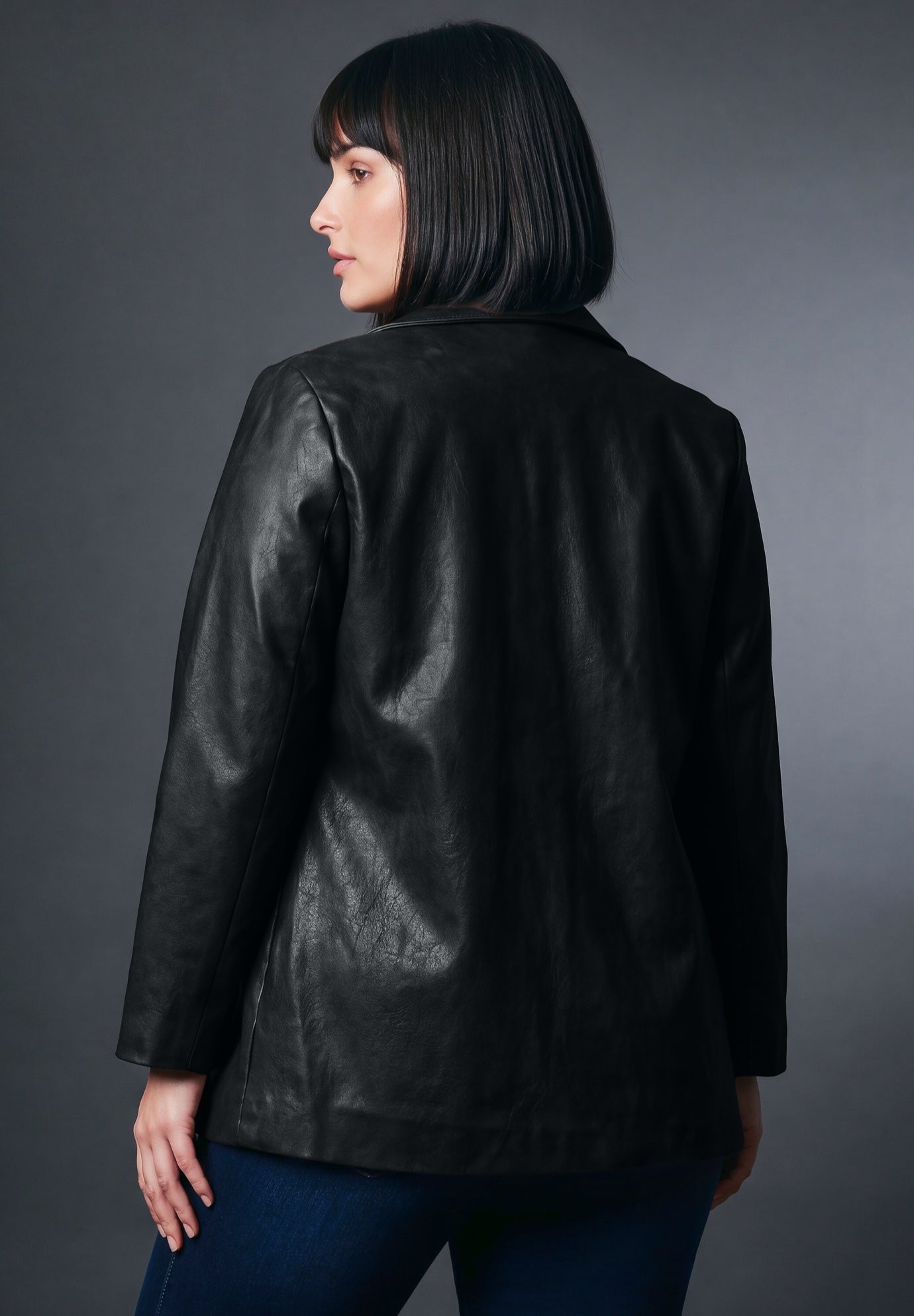 Faux Leather Blazer image number 2