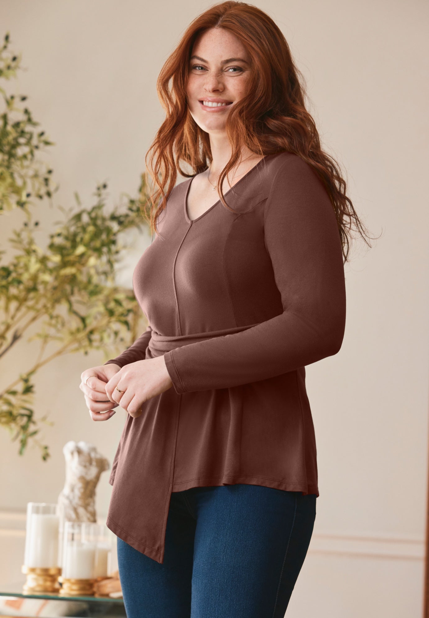 Delia Draped Asymmetrical Top image number 1