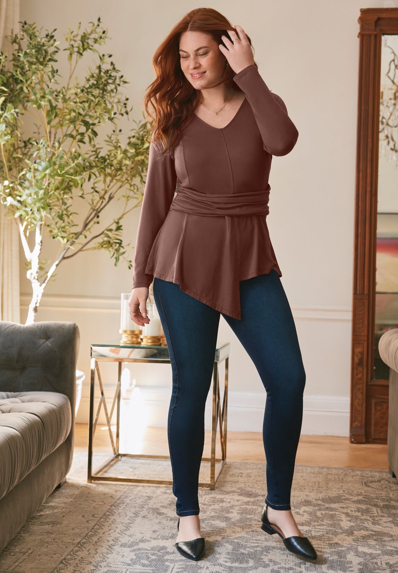 Delia Draped Asymmetrical Top image number 0