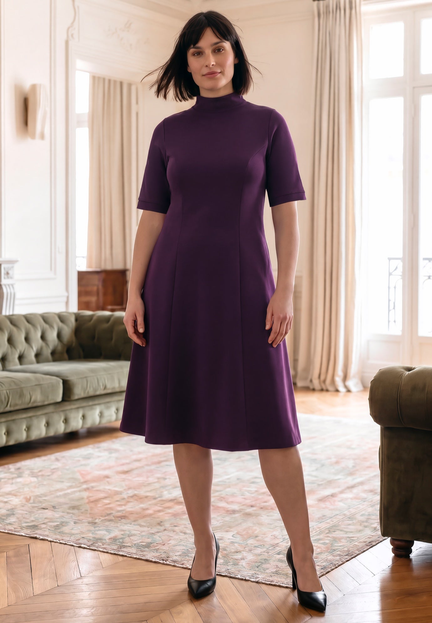 Ponte Fit & Flare Dress image number 0