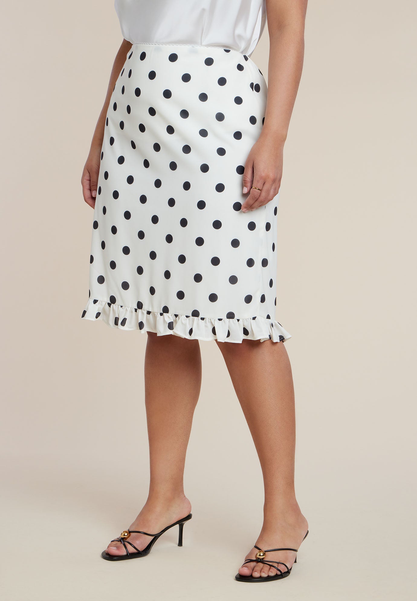 Ruffle Hem Knee-Length Skirt image number 1