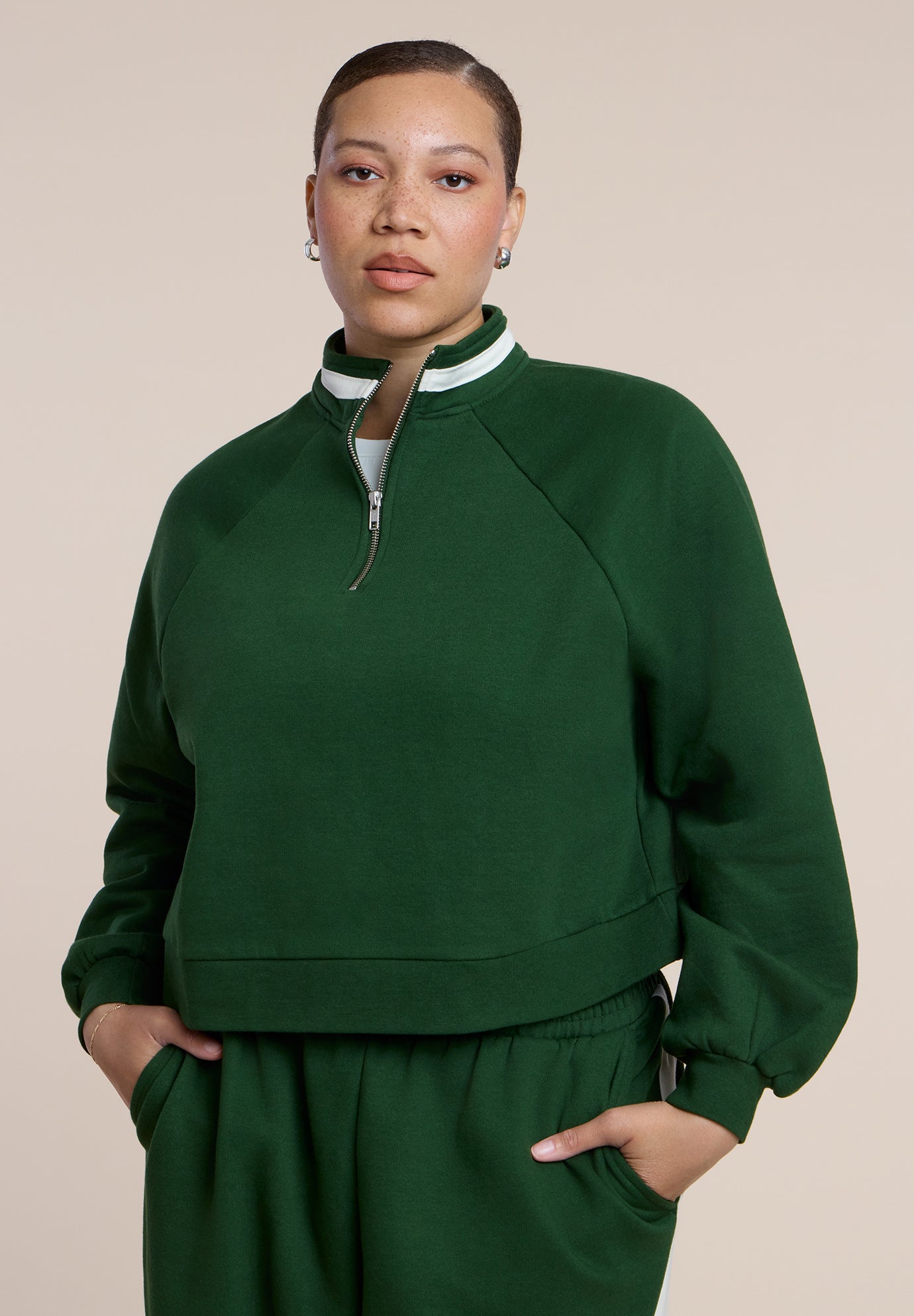 Stripe Detail Quarter Zip Sweatshirt image number 0