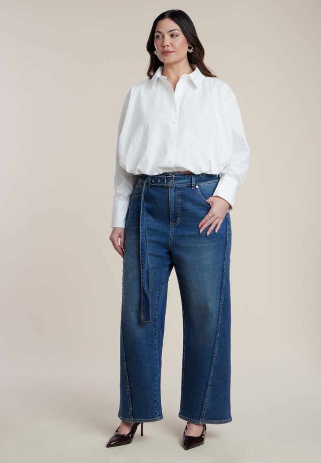 Bubble Button Up Crop Top image number 2