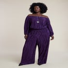 Off The Shoulder Plisse Jumpsuit image number null