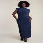 Draped Bodice Plisse Maxi Dress image number null