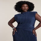 Draped Bodice Plisse Maxi Dress image number null