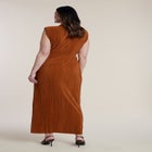 Draped Bodice Plisse Maxi Dress image number null